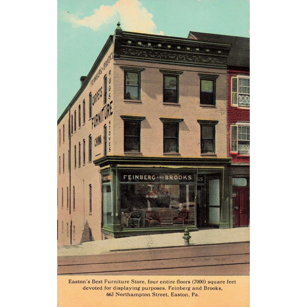 Feinberg & Brooks Furniture Easton Pennsylvania PA Storefront Linen Postcard